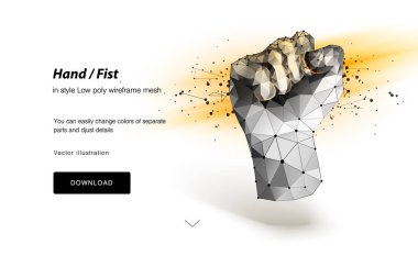 Bir püre soyut çizgiler ve beyaz bir arka plan üzerinde origami bir yumruk noktası. Anlaşma yıldızlı bir gökyüzü ya da yıldızlar ve evrenden oluşan bir boşluk. Bir gücün vektör çizimi.