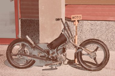 Retro vintage motosiklet bisiklet Not moto ile