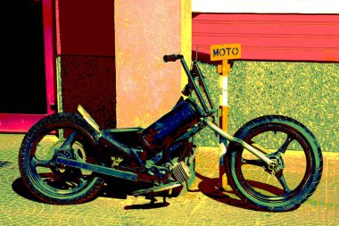 Retro vintage motosiklet bisiklet ile Not moto girişine yakın