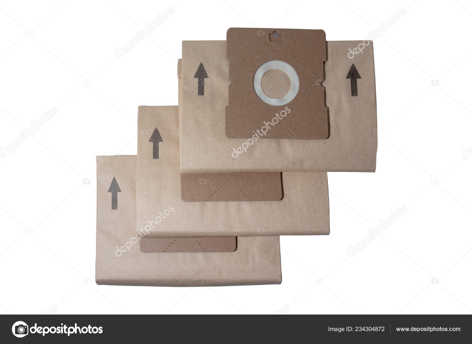 New Disposable Cardboard Dust Bags Vacuum Cleaner Isolated White Stock