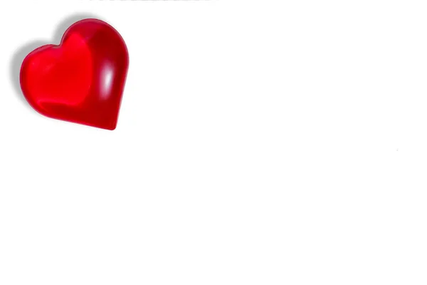 Червоне Серце Білому Тлі Копією Простору День Святого Валентина Любов — стокове фото