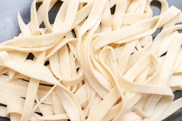 Hemlagad Band Ägg Italiensk Pasta Närbild — Stockfoto