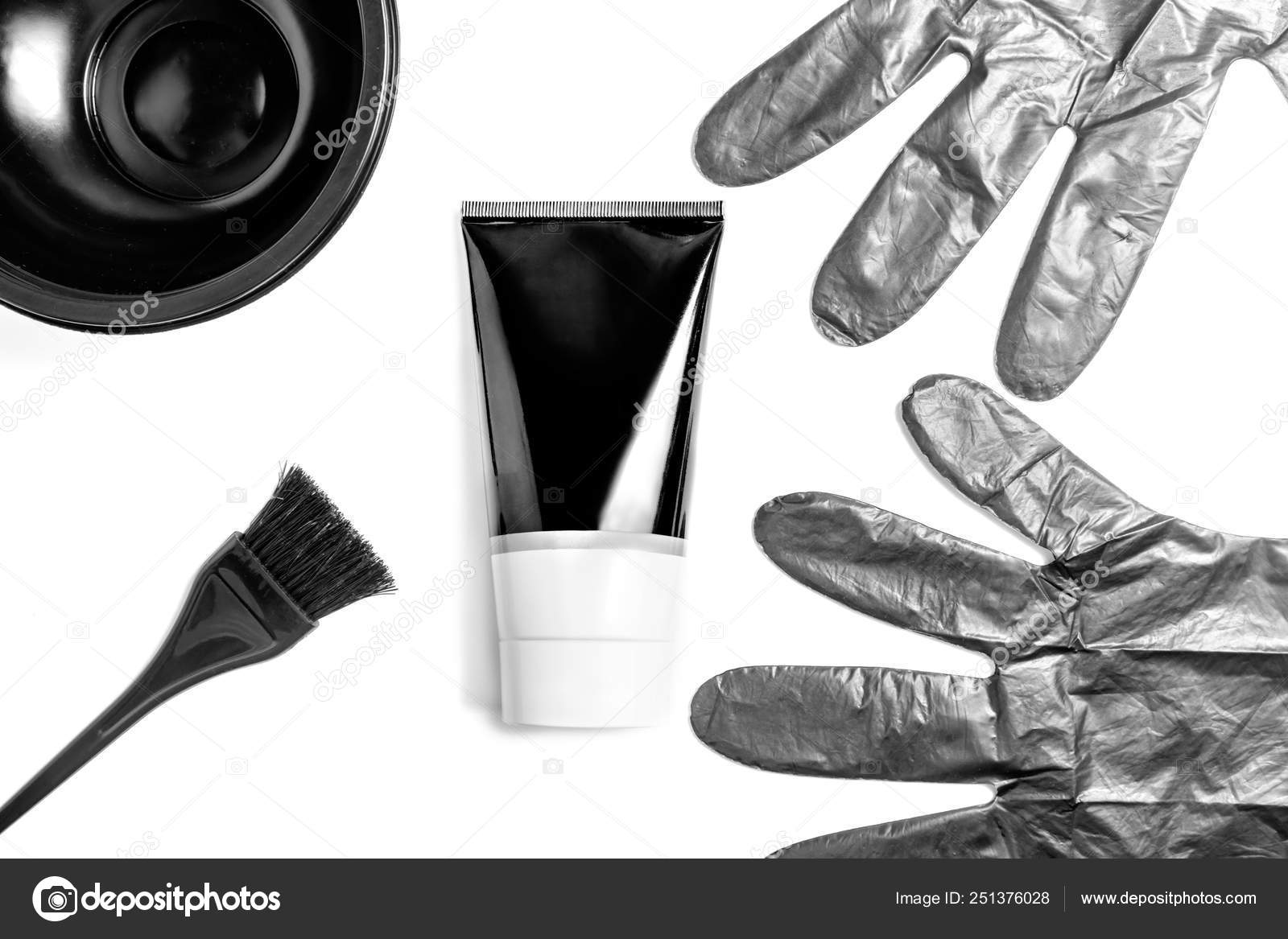 Set Of Professional Black Hairdresser Tools For Coloring Hair