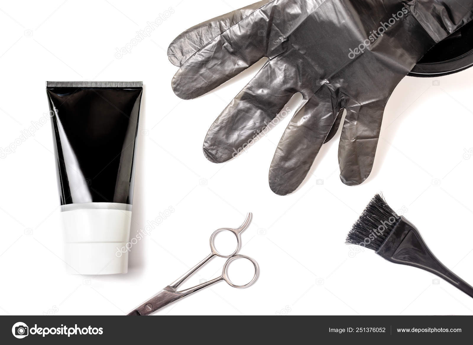 Set Of Professional Black Hairdresser Tools For Coloring Hair