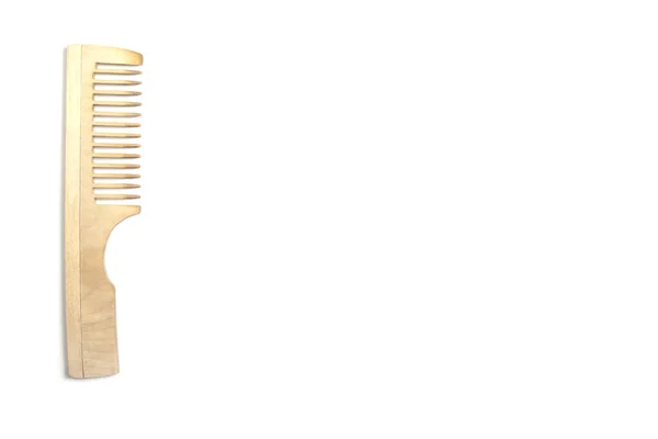 Wooden hair comb on white background with copy space - hair care concept — Stock Photo, Image