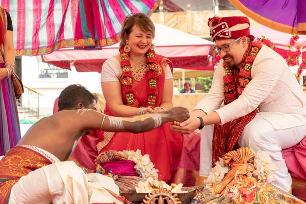Moscow Russia August 2019 Традиційна Індуїстська Церемонія Весілля Традиційному Індіанському — стокове фото