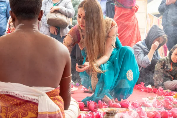 Moscow Russia August 2019 Традиційна Індуїстська Церемонія Весілля Традиційному Індіанському — стокове фото