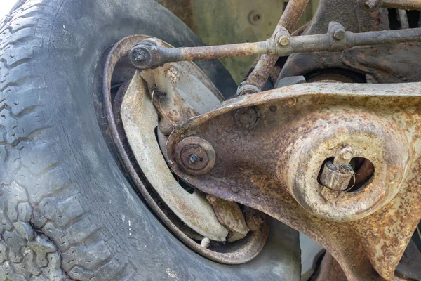 Car Suspension Suv Repair Bottom View Rusty Parts Automobile — Stock Photo, Image