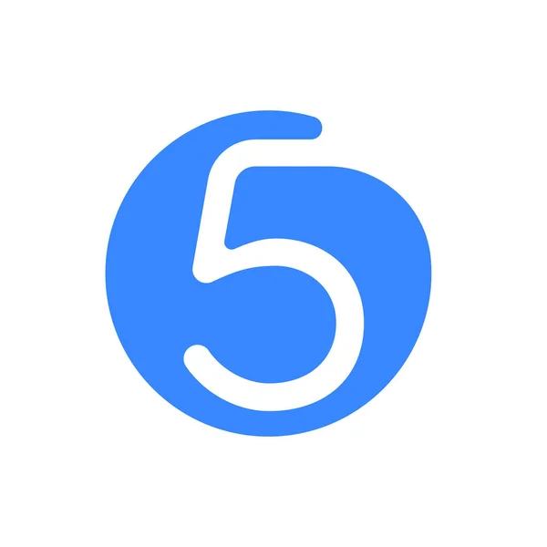 Número 5 cinco fuente logo vector icono azul — Archivo Imágenes Vectoriales