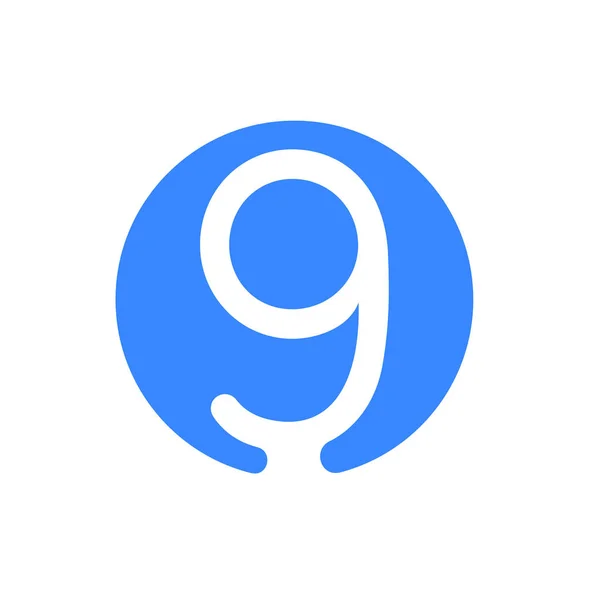 Numero 9 nove font logo vettoriale icona blu — Vettoriale Stock