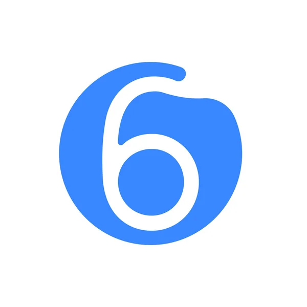 Numero 6 sei font logo vettoriale icona blu — Vettoriale Stock