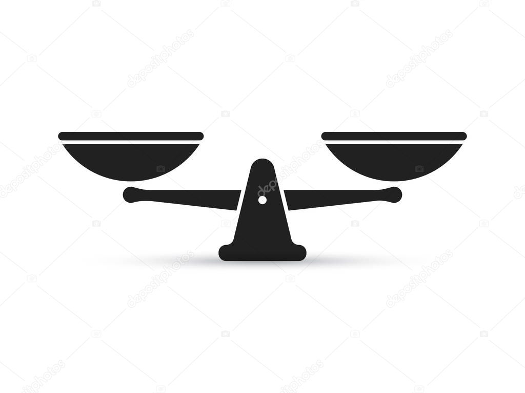 Scale vector icon of weight or justice scales