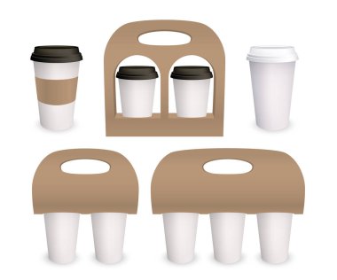 Kahve fincanı kağıt mockup paketi vektör 3d modelleri