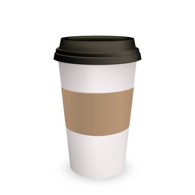 Kahve fincanı kağıt mockup vektör 3d izole modeli