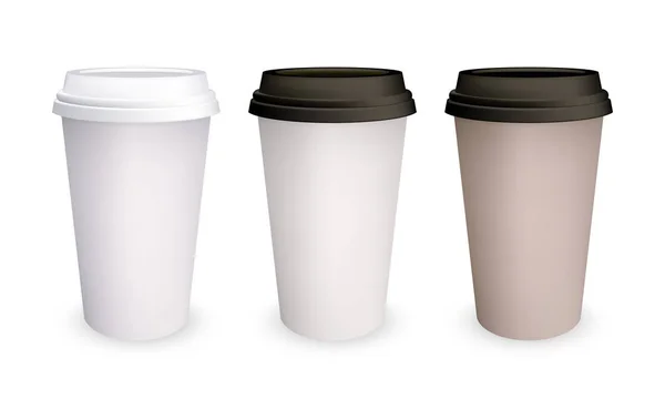 コーヒー カップ紙モックアップ ベクトル 3 d 分離モデル — ストックベクタ