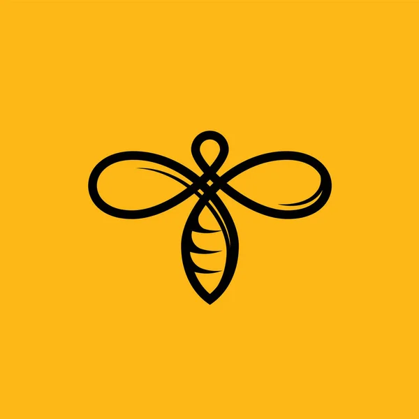 Línea vector abeja icono amarillo para la apicultura miel — Archivo Imágenes Vectoriales