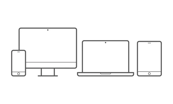 Devices vector line icons for responsive design — Stock Vector