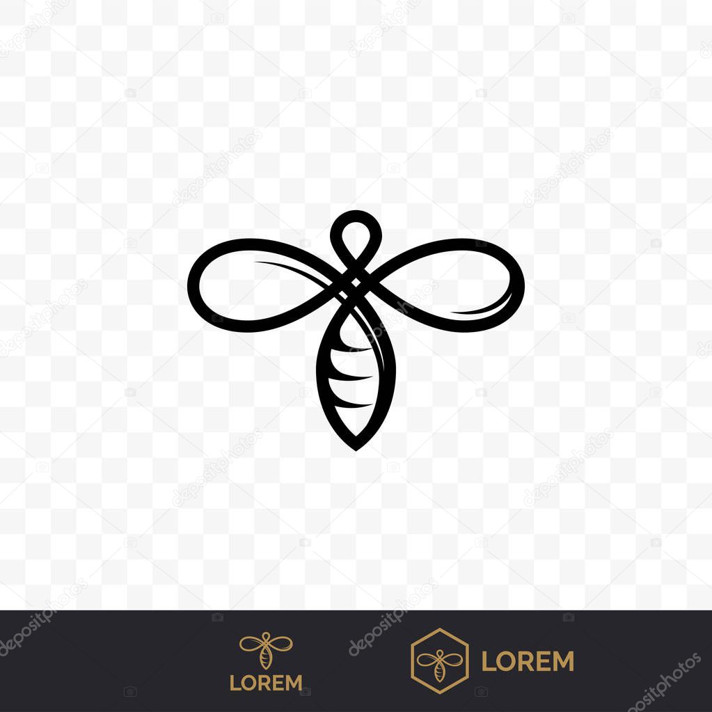 Bee vector line icon for honey beekeeping