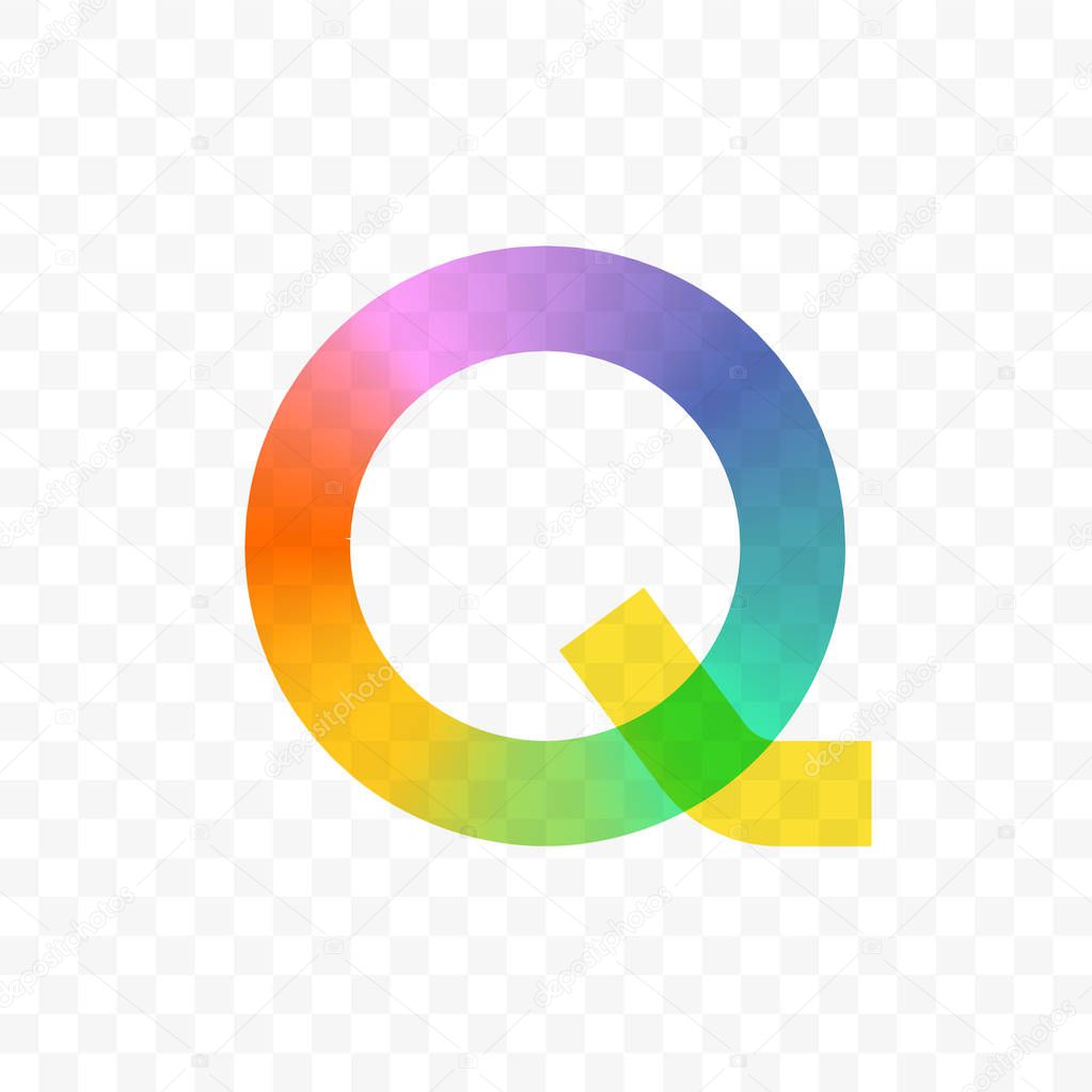 Letter Q vector logo in mosaic color gradient colors