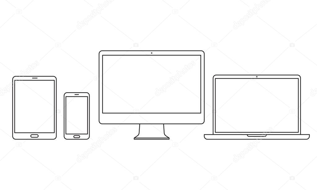 Devices vector line icons for responsive design