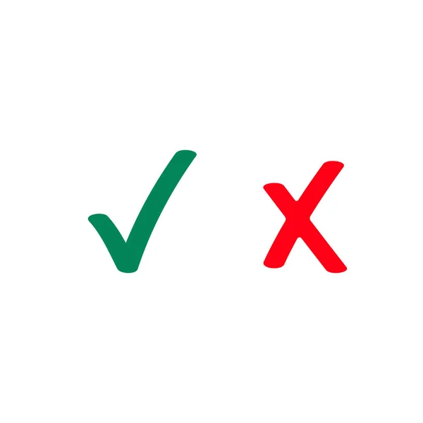 Carrapato verde e ícones vetoriais marca de verificação vermelha —  Vetores de Stock