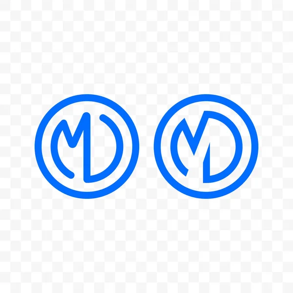 Lettre M D ligature monogramme vectoriel ligne cercle icône — Image vectorielle