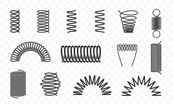 Ressorts en spirale différentes formes icônes de ligne vectorielle — Image vectorielle