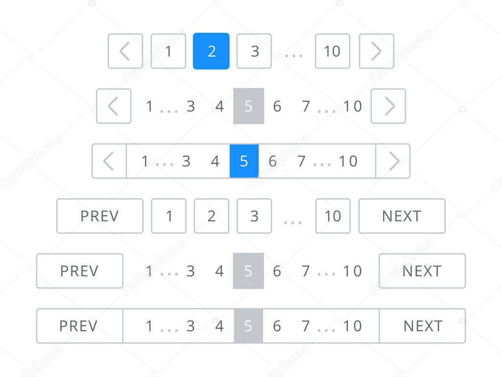 Pagination bar vector page navigation web buttons