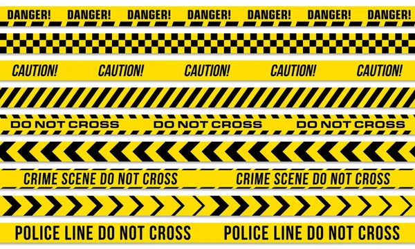 Schwarz-gelbe Streifen Vektor-Polizeiband — Stockvektor