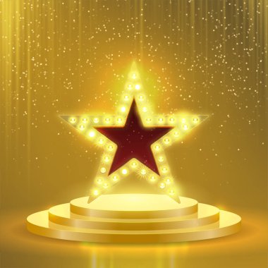 Yıldız podyum ampul lambalar vektör tabela