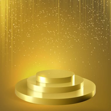 Altın podyum glitter konfeti vektör arka plan