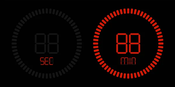 레드 스톱 워치 카운트 다운 디지털 타이머 — 스톡 벡터