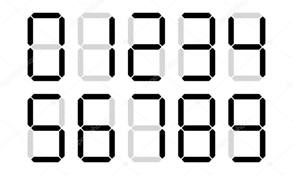 Digital numbers digits vector display