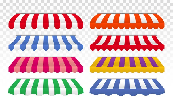 Toldo tiendas vector rayas de color conjunto aislado — Vector de stock