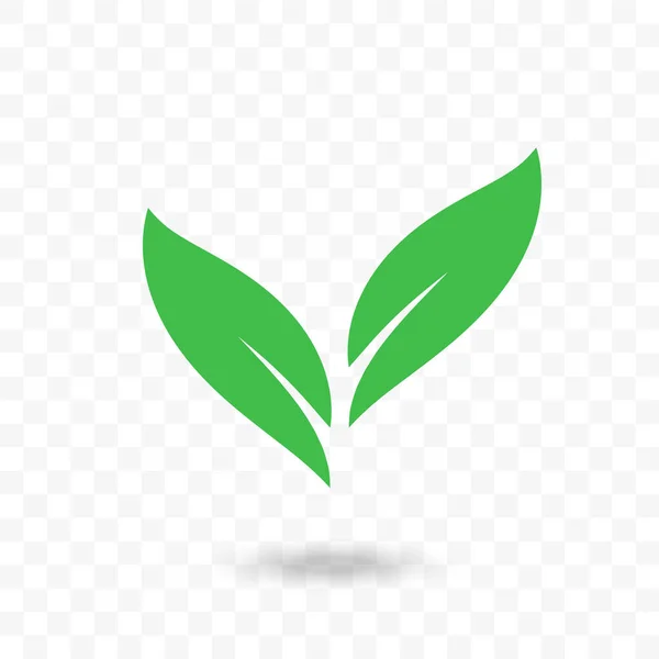 녹색 잎 벡터 채식주의 바이오 또는 에코 아이콘 — 스톡 벡터