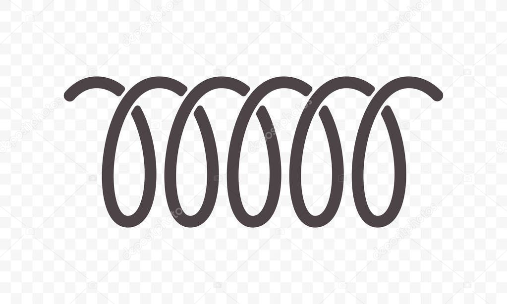 Spiral spring vector icon of swirl line or curved wire cord pattern