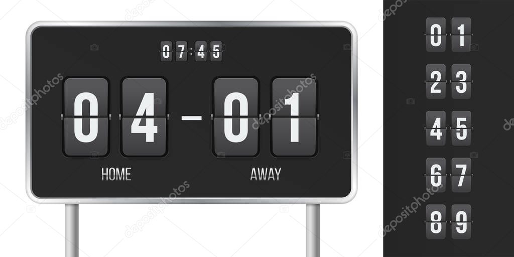 Scoreboard vector score and time flip countdown