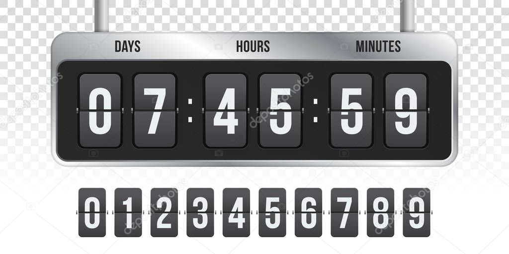 Flip countdown clock vector timer counter