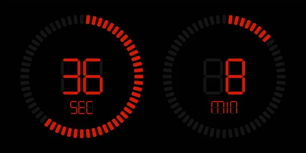 스톱 워치 레드 디지털 카운트 다운 타이머 — 스톡 벡터