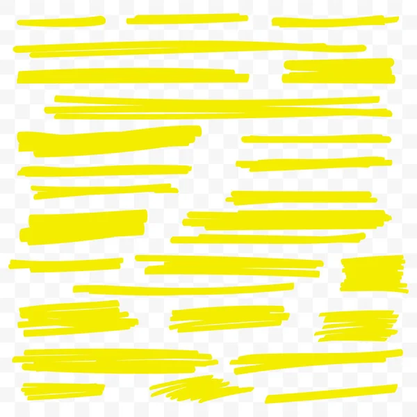 Amarillo resaltado marcador vector cepillo líneas de pintura — Archivo Imágenes Vectoriales