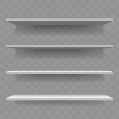 Raf Beyaz ahşap boş 3B vektör bookshelf