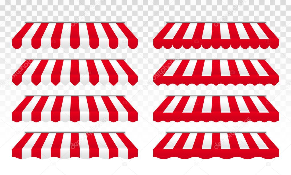 Awning tent with vector red and white stripes