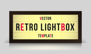 Kayan yazı retro lightbox tabela vektör şablonu