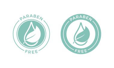 Paraben free leaf and water drop vector label clipart