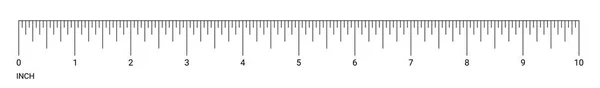 Números de medição de polegada régua escala vetorial — Vetor de Stock