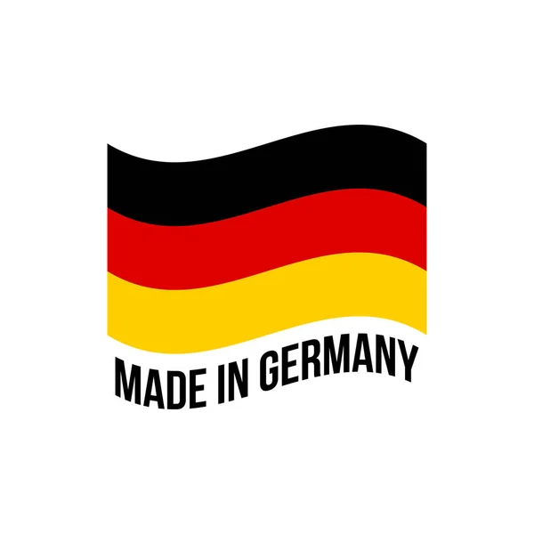 Icona sventolata made in Germany con bandiera tedesca — Vettoriale Stock