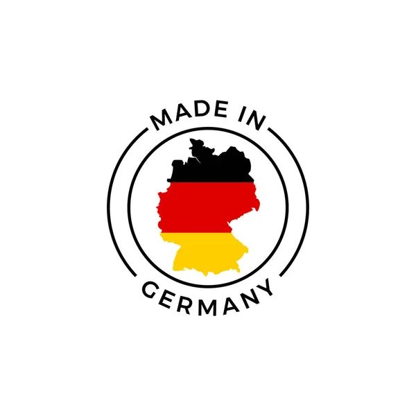 Made in Germany ícone de etiqueta do mapa da bandeira alemã —  Vetores de Stock