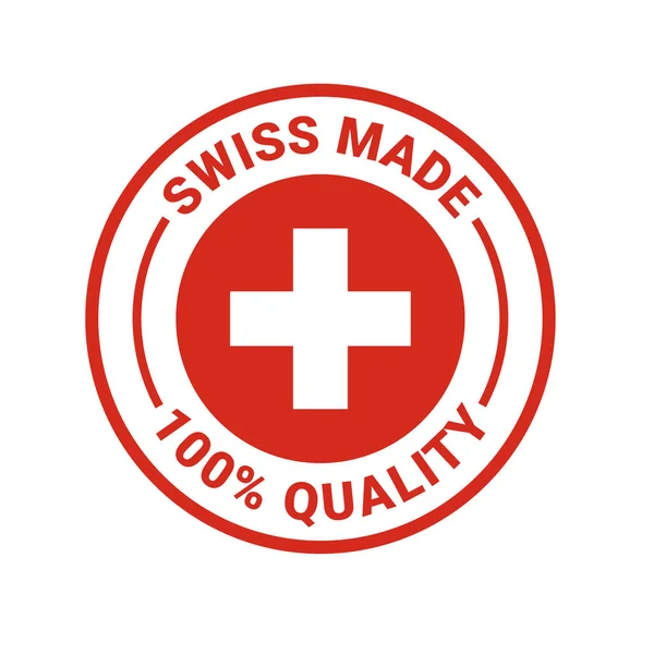 Swiss made 100 percent quality vector seal icon — Stock Vector