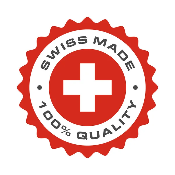 Swiss made quality Switzerland vector flag seal — Stock Vector