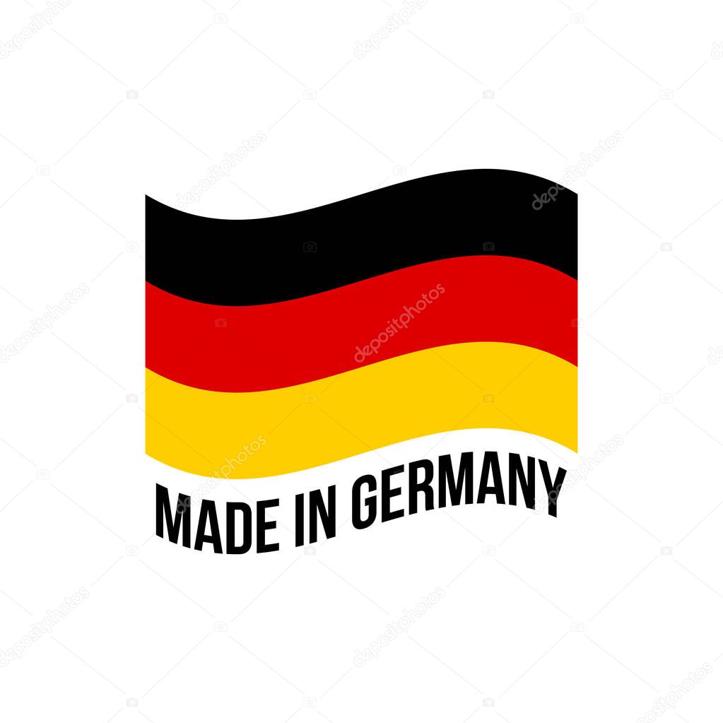 Made in Germany icon with German flag. Vector quality logo or wavy flag badge for premium package design